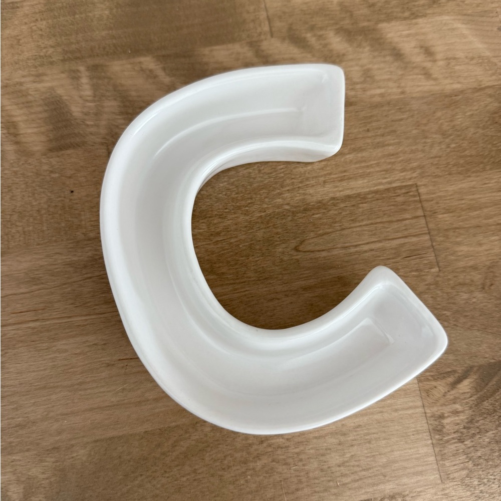White Ceramic Letter C Dish